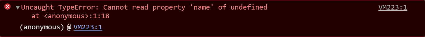 Getting the cannot read property of undefined error inside the console