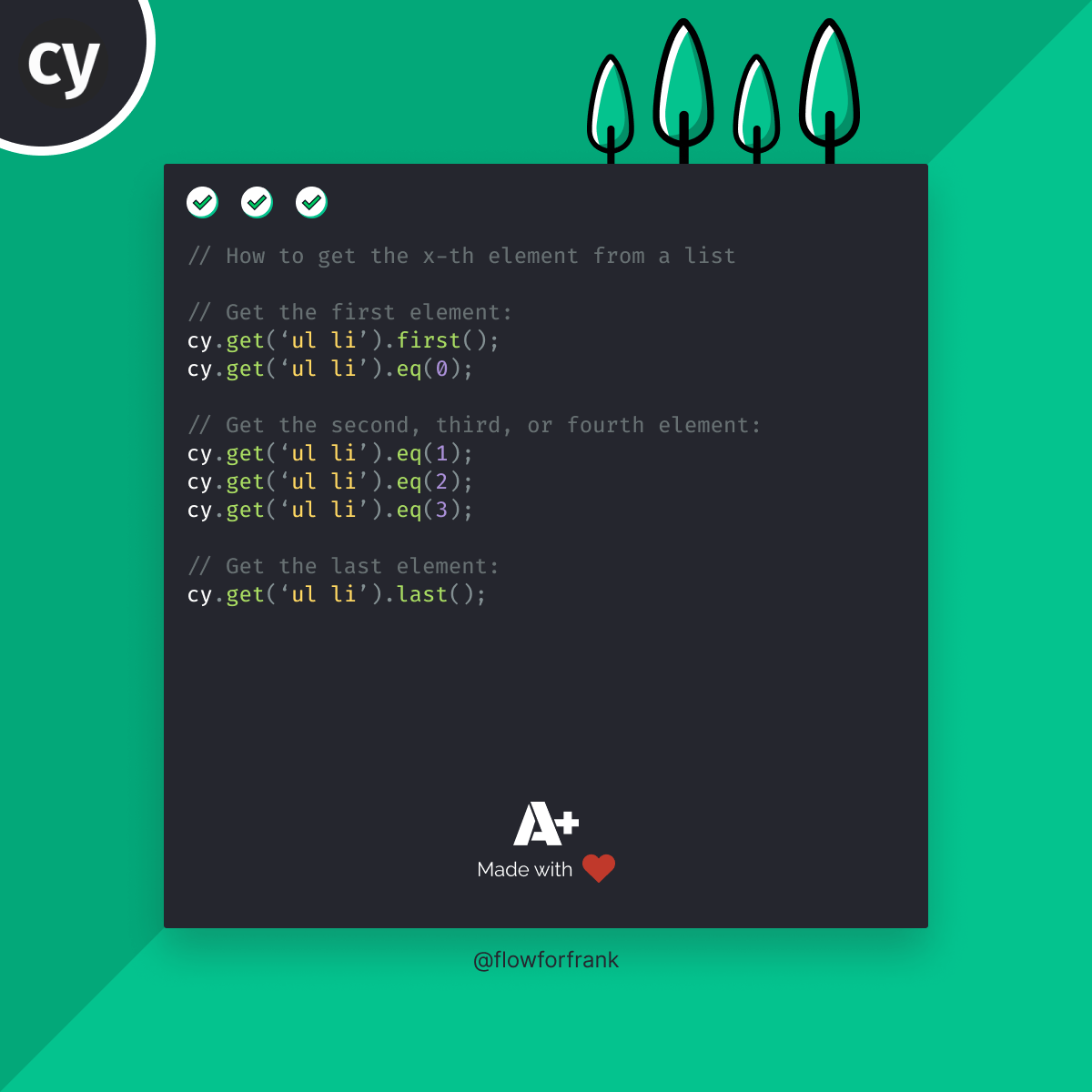 How to Get the First, or Nth Element in Cypress