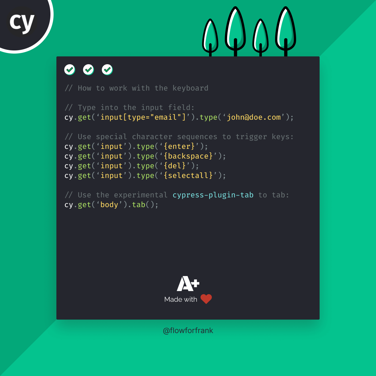 How to Press Tabs in Cypress