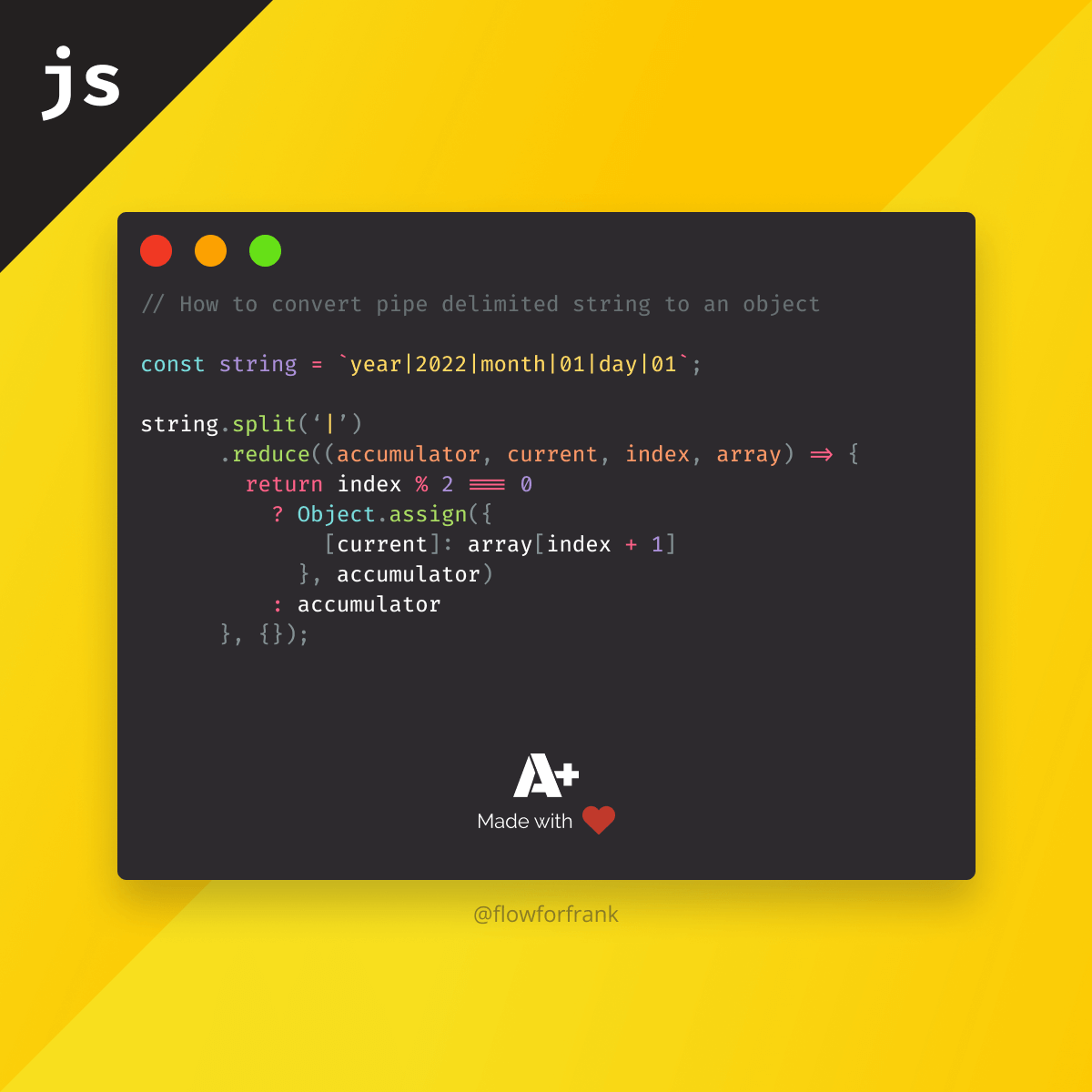 How to convert pipe-delimited string to an object in JavaScript