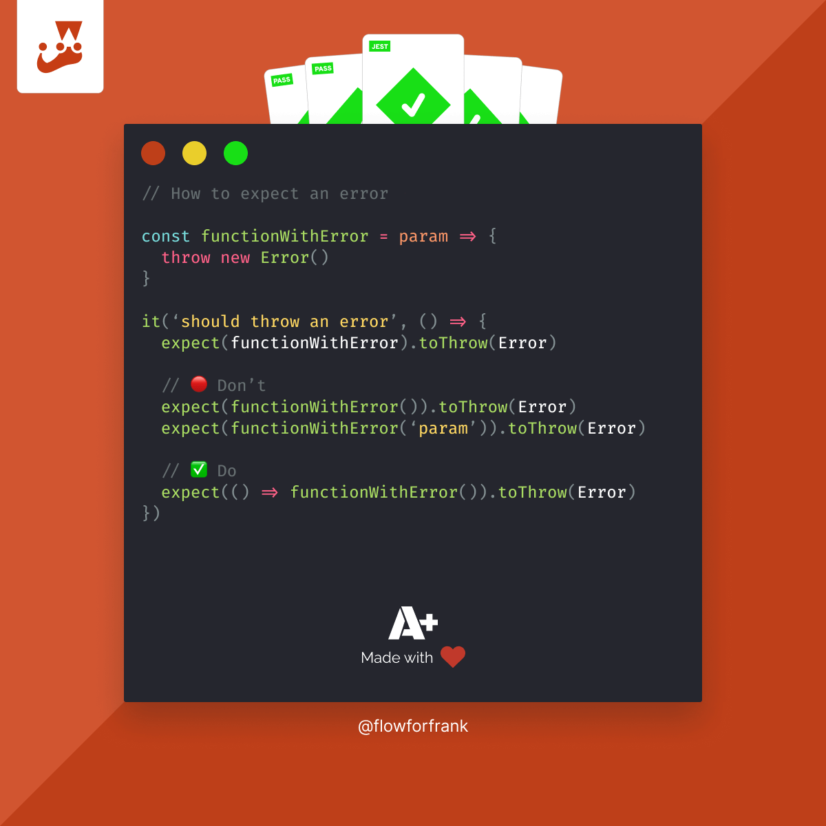How to Correctly Expect an Error in Jest